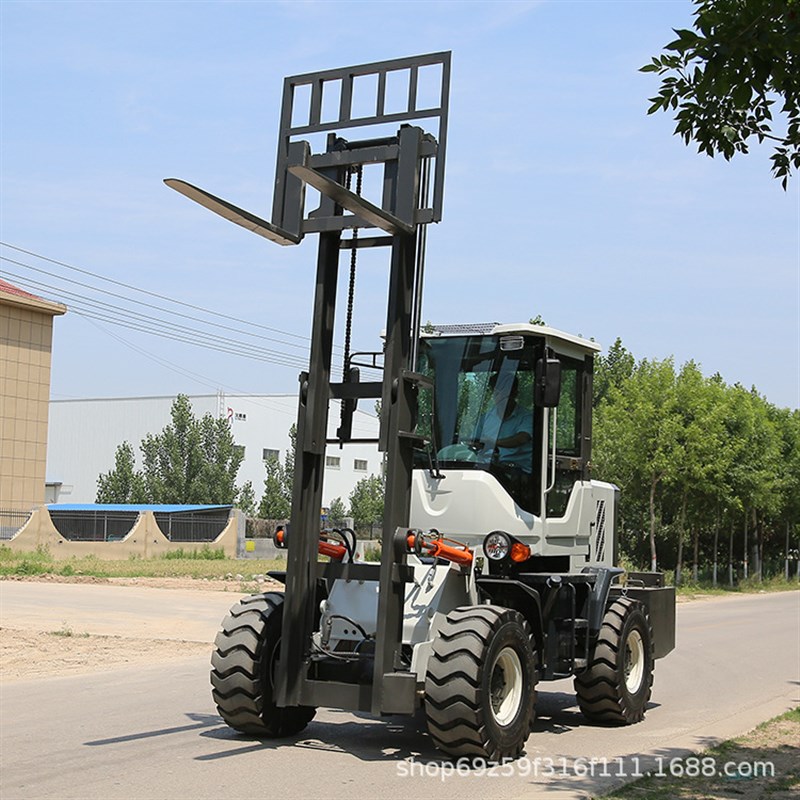 越野叉车3吨5吨6吨一体式柴油四驱搬运车山地液压升降燃油叉车