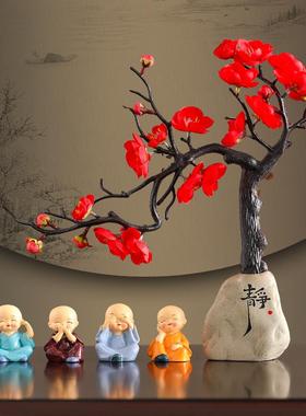 中式古典禅意小和尚摆件家居客厅装饰工艺礼品摆饰书房玄关办公室