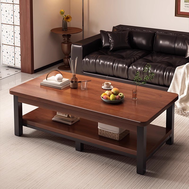 茶几客厅家用202m5新款小户型中古风沙发边双层桌子办公室极简茶