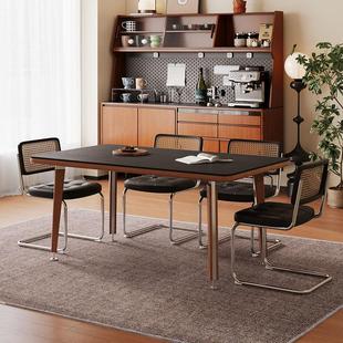 Albini餐桌复古实木岩板小户型现代中古包豪斯长桌家用饭桌金属腿