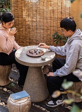 户外庭院石桌石凳一套家用花园桌椅下棋桌民宿院子别墅装饰造景