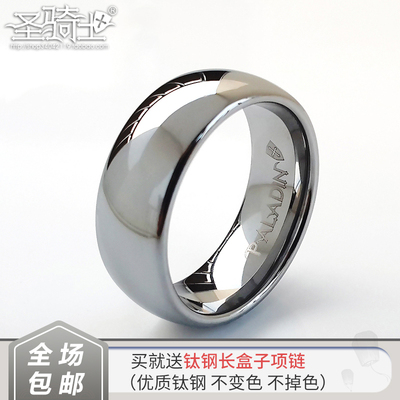 网红戒指男士欧美宽面白金钛钢时尚嘻哈男潮镜面抛光指环男戒