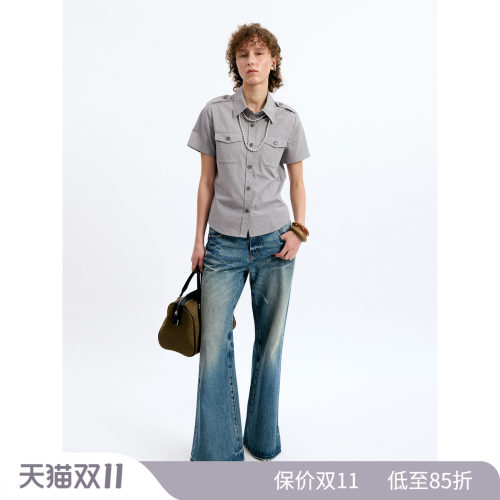 复古微喇牛仔裤女宽松显腿长