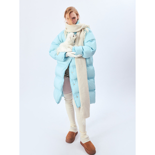 1C00M4绗线工艺长款羽绒服90白鸭绒保暖排骨加厚外套冬季女滑雪