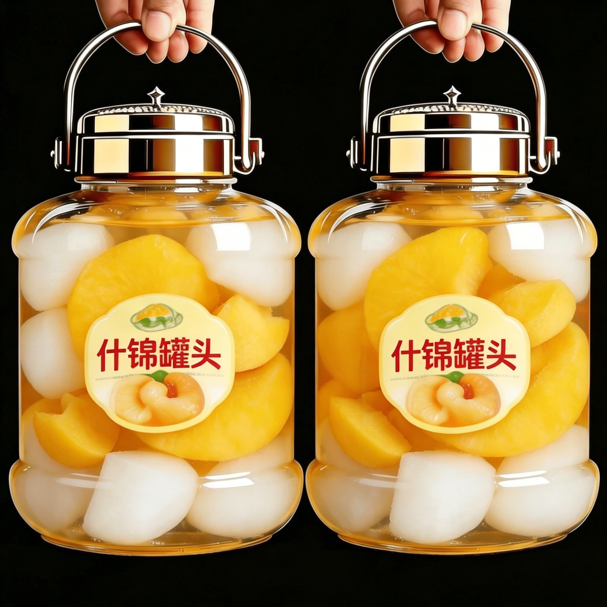 新鲜4瓶】水果什锦罐头510g一整箱玻璃罐装混合水果大瓶罐头解馋