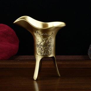 纯黄铜龙凤爵杯酒爵白酒杯酒樽彷古代酒器喝酒酒具三足金樽纣王杯