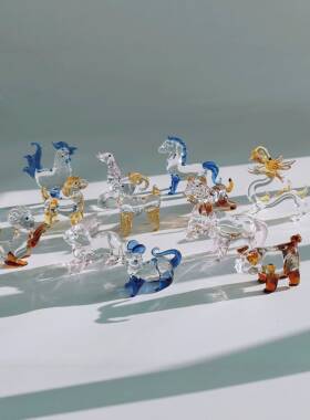 淄博琉璃 博山琉璃 琉璃十二生肖小动物 灯工生肖摆件 送孩子礼物