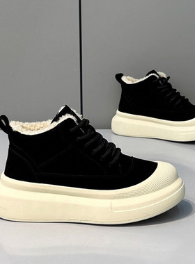 宏嫩男鞋2025冬季新款加绒保暖时尚雪地靴男士户外高帮厚底增高鞋