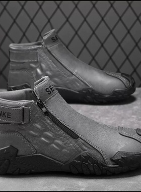 福建晋江品牌男鞋飞行员帕拉鞋男款2025新款男士复古休闲马丁靴子