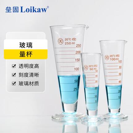 玻璃量杯带刻度耐高温大容量三角玻璃量筒实验室器皿5/10/20ml/25