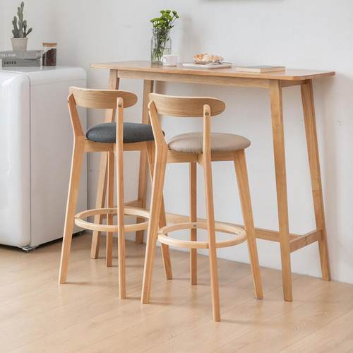 吧台桌家用全实木高脚桌椅组合现代简约奶茶店窄桌靠墙隔断长条桌