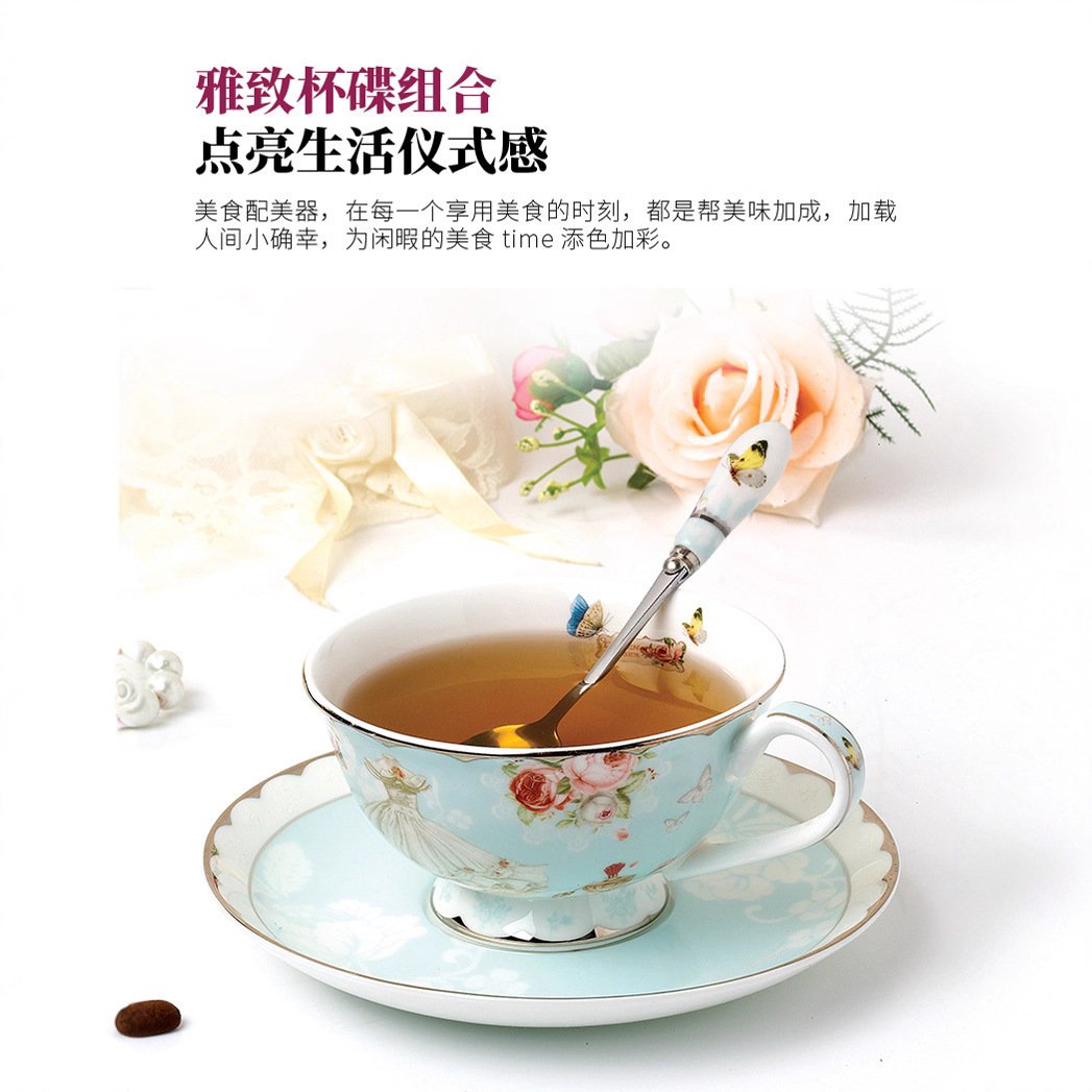 欧式金边骨瓷高颜值咖啡杯套装北欧家用英式下午茶茶具套装