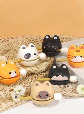 小猫木鱼解压上班情绪稳定神器工位办公桌装饰摆饰同事礼物离职女