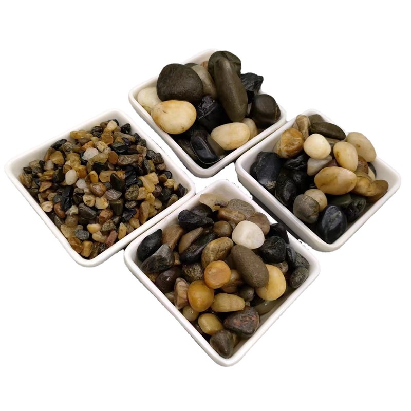 现货豆石滤料鹅卵石园林铺路杂色石头地暖垫层填料豆石鱼缸装饰用