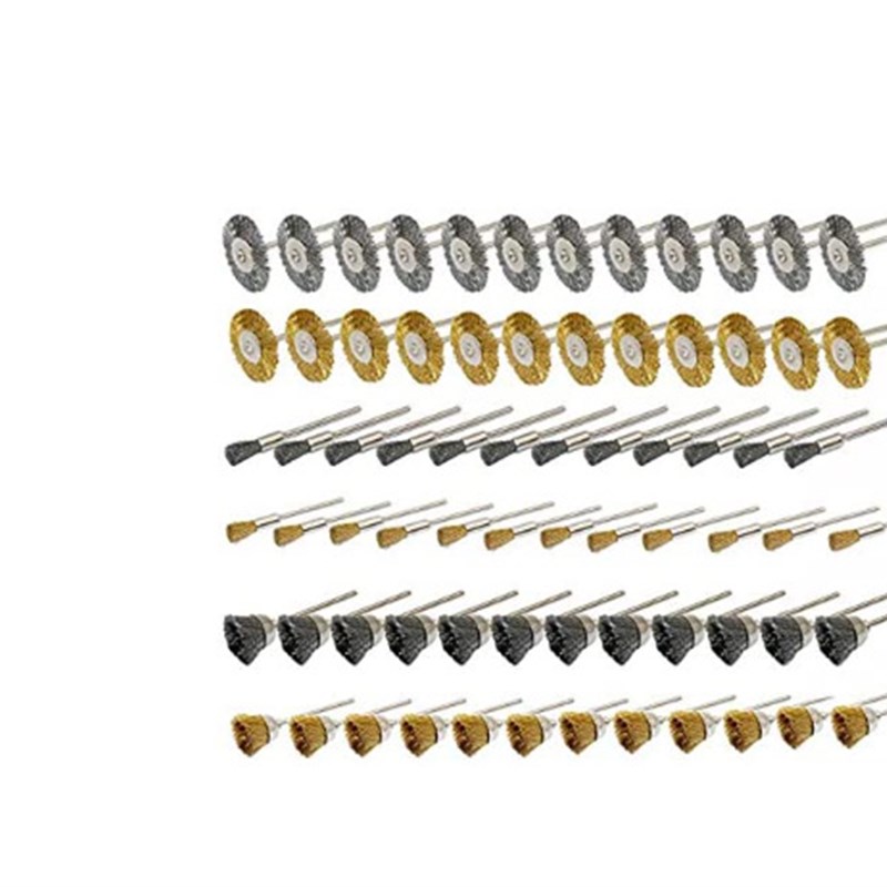 电磨配件 72PC/件铜丝钢丝刷 3.0除锈去尘 打磨迷你小毛刷碗型