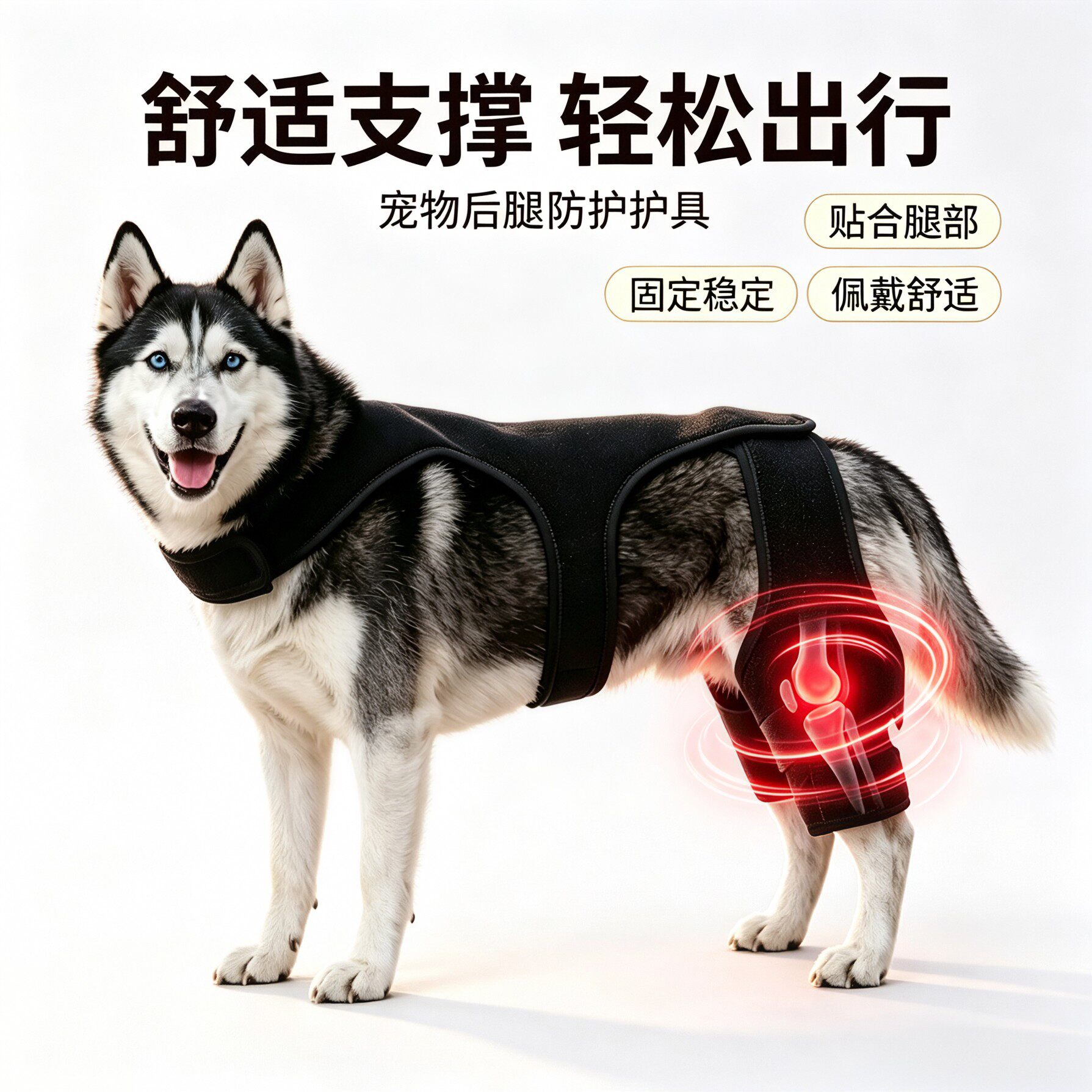 哈士奇狗狗后腿ACL支撑护膝