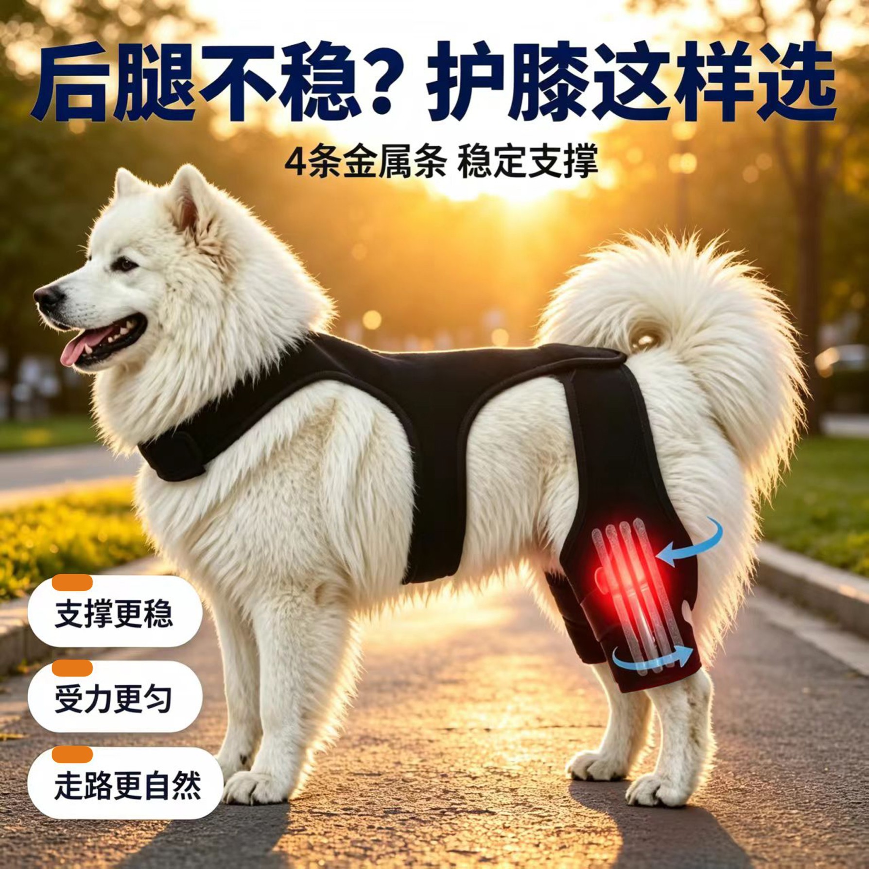 狗狗双后腿护膝前交叉韧带术后