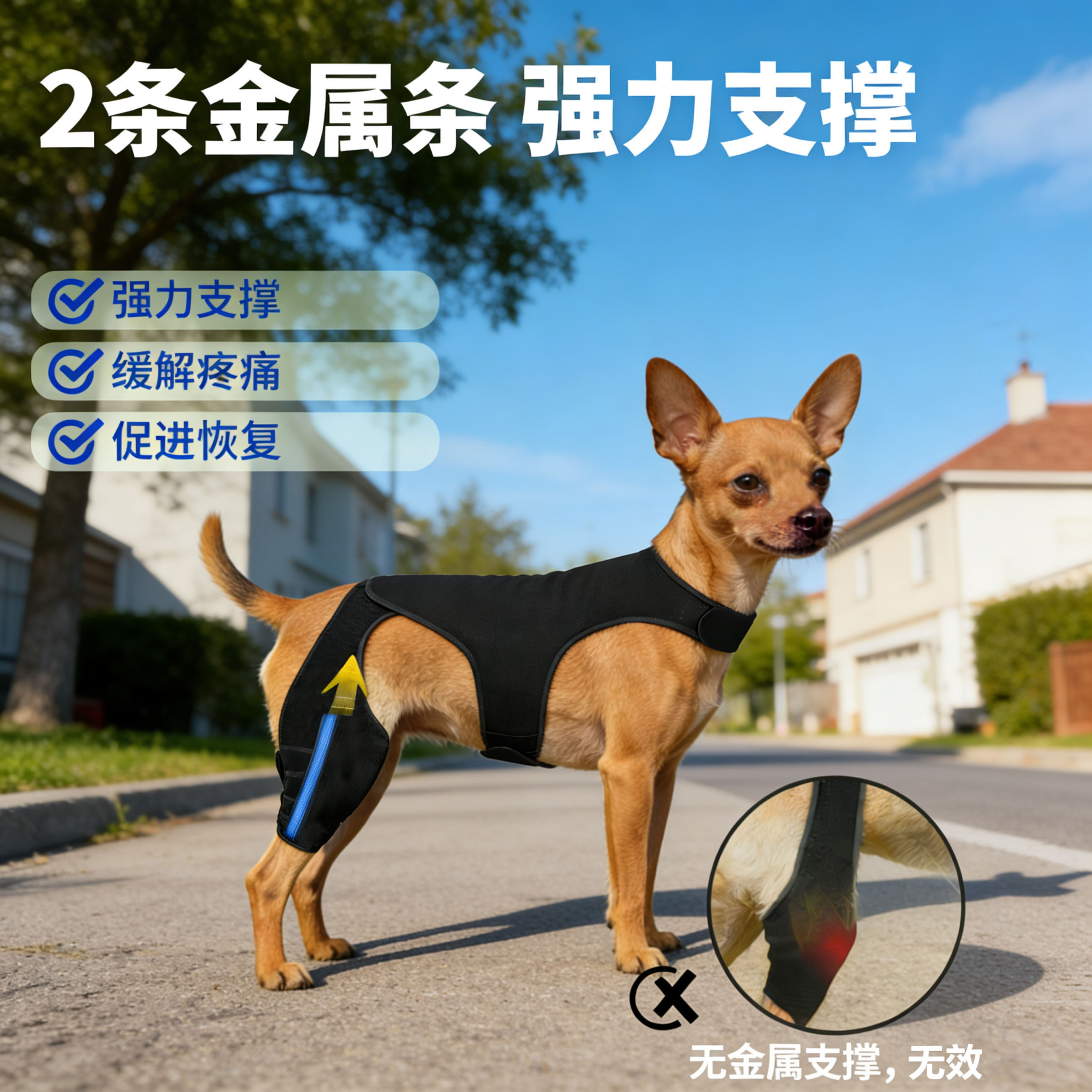 小鹿犬护膝双后腿稳定器髌骨脱位
