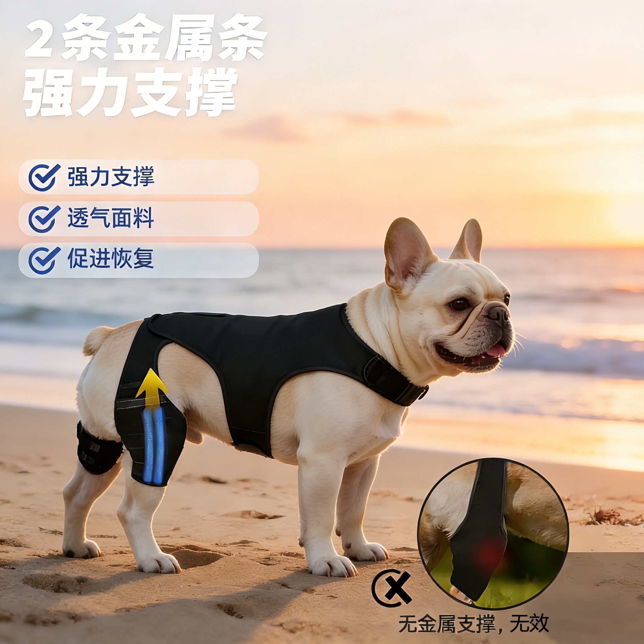 狗狗后双腿可调护膝支撑法斗犬