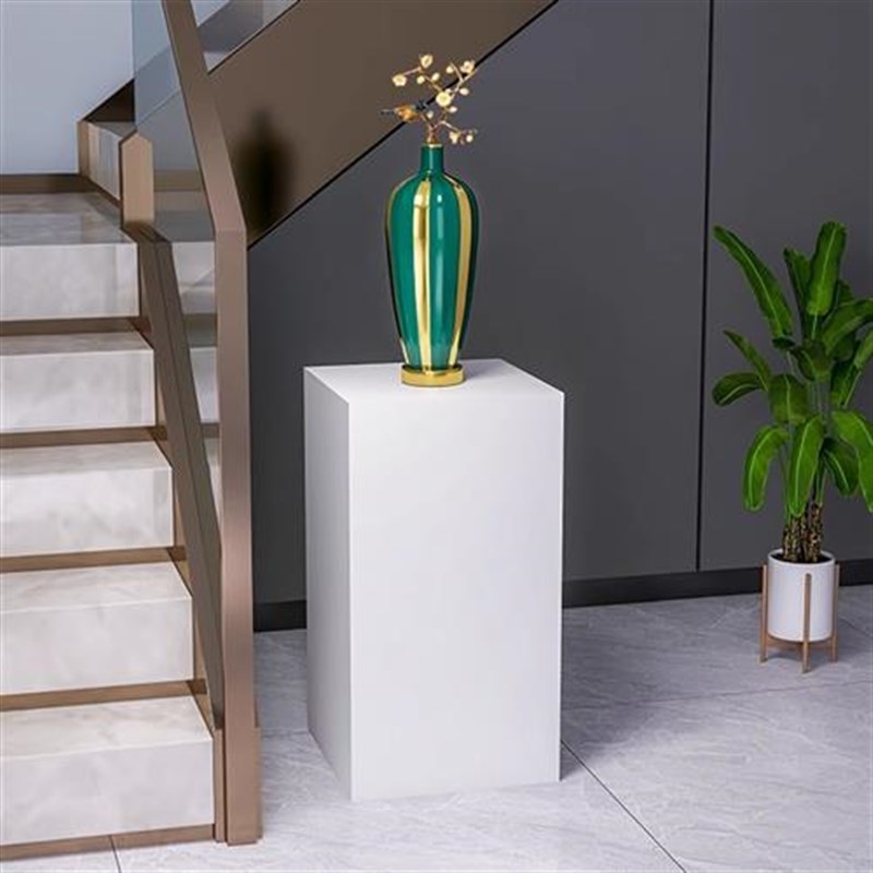 橱窗工艺品白色展示柜台圆形加z高地台陈列架花瓶摆件方形垫高底