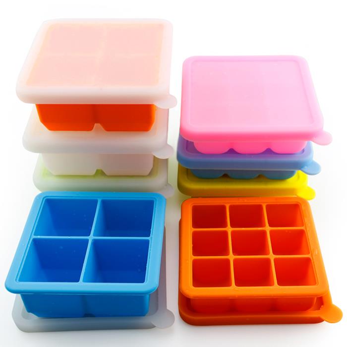 食品级硅胶冰格制冰盒带盖大冰块模具冷冻保鲜婴儿宝宝辅食盒家用