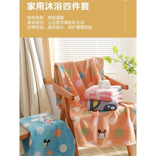 全棉卡通家用沐浴套装 毛巾浴巾三件套j新款 吸水加大加厚洗澡巾