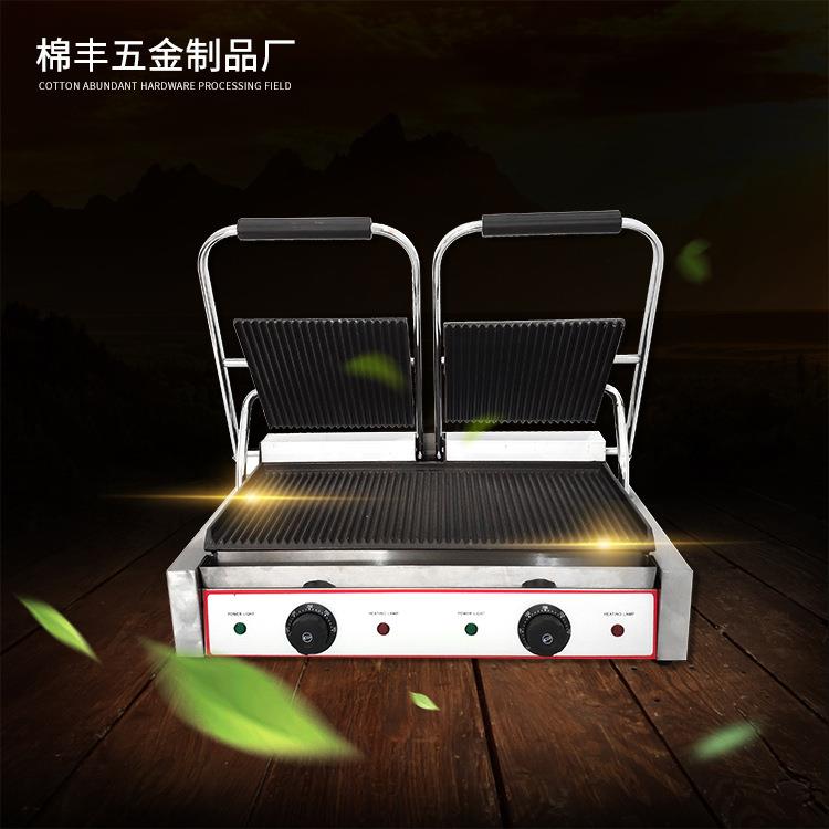 厂家直销手抓饼煎饼扒炉铁板鱿鱼煎牛扒电扒炉双压板式电热扒炉