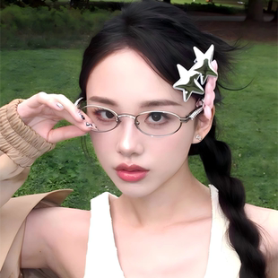 gm新款jennie珍妮同款太阳眼镜爱心镶钻银色书呆子近视配度数墨镜