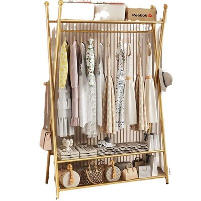 家用落地立式加挂衣架室内晾衣杆简易卧室晾衣架轻奢网红衣帽架