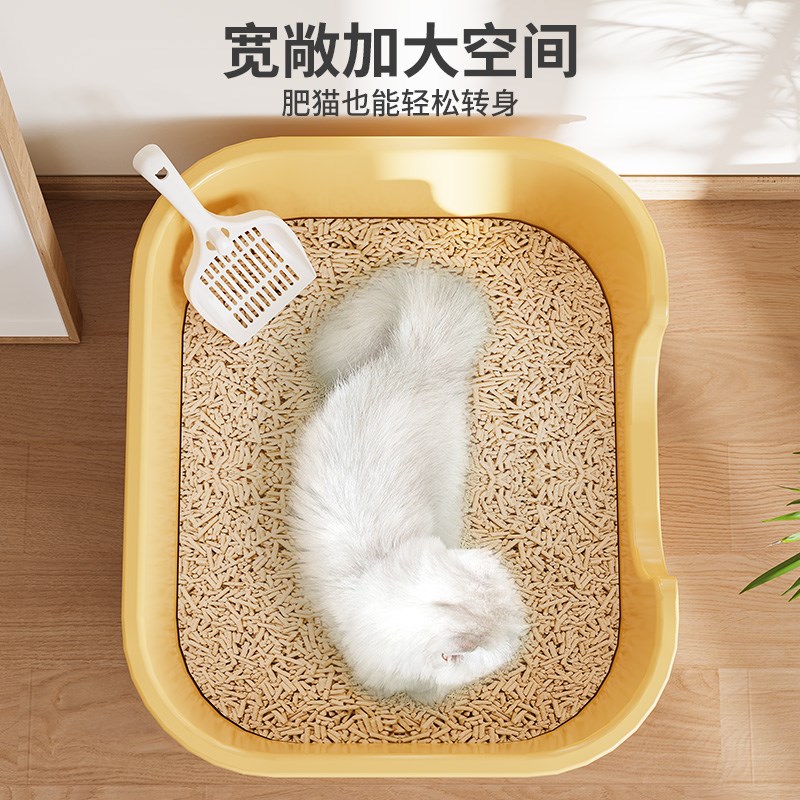 猫砂盆超大号防外溅一体开放式巨大黄油猫沙盆子猫咪厕所幼猫屎盆