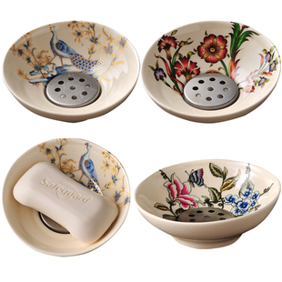 欧式圆形香皂盒高档肥皂盒创意双层沥水时尚皂盘酒店厕所皂碟包邮