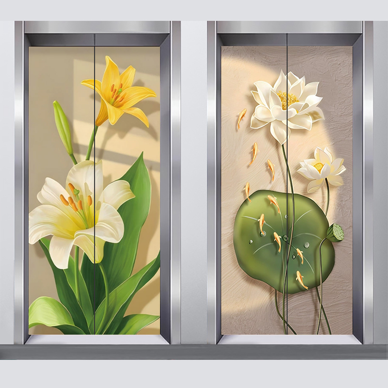 新中式入户电梯门贴纸自粘防水