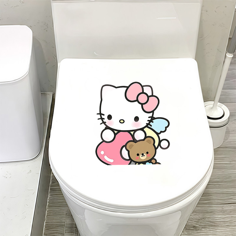 哈喽kitty马桶贴纸厕所遮丑贴画卫生间自粘坐便器装饰贴画防水贴,家居饰品,马桶贴,淘宝优惠券,粉丝福利购,淘宝优惠卷