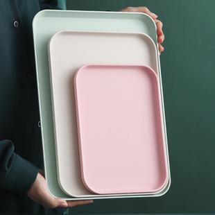 北欧ins托盘家用放茶杯水杯茶盘塑料客厅茶几杯子长方形水果餐盘