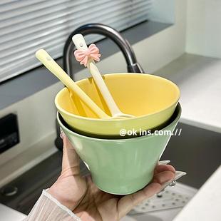 家用甜品碗面碗酸奶碗粥碗水果沙拉碗 奶油色斗笠碗陶瓷米饭碗日式