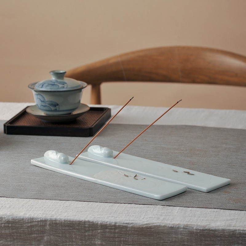 禅意佛手莲蓬香插蝉莲花祥云陶瓷线香香器创意香炉Y香座香托家用