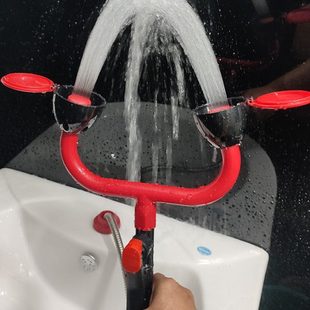 保尔康洗眼器验厂牛角弯头配件双口自带防尘盖出水喷嘴ABS喷头