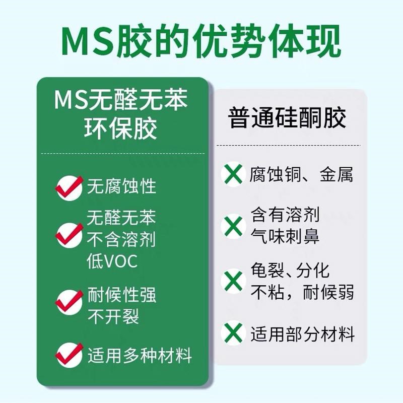 绿康MS胶改性硅烷结构胶中性防霉防水全屋密封胶室内玻璃胶