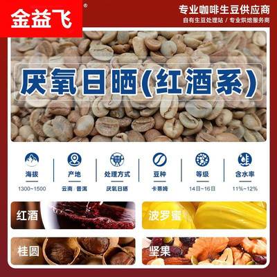 云南厌氧日晒红酒风味咖啡生豆 小粒手冲意式 可代烘焙源头