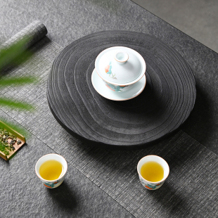 实木诧寂风碳化茶台圆形s干泡茶盘方形小茶几家用炭烧功夫茶具托