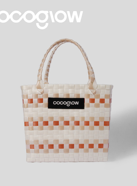 【陈乔恩同款】cocoglow中号系列女士手提包手工编织包泰国女包