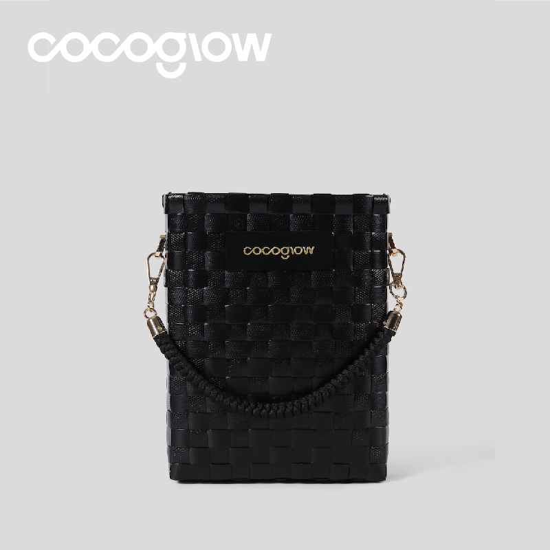 cocoglow黑金系列菜篮子手工编织包女士手提包泰国小众设计编织包