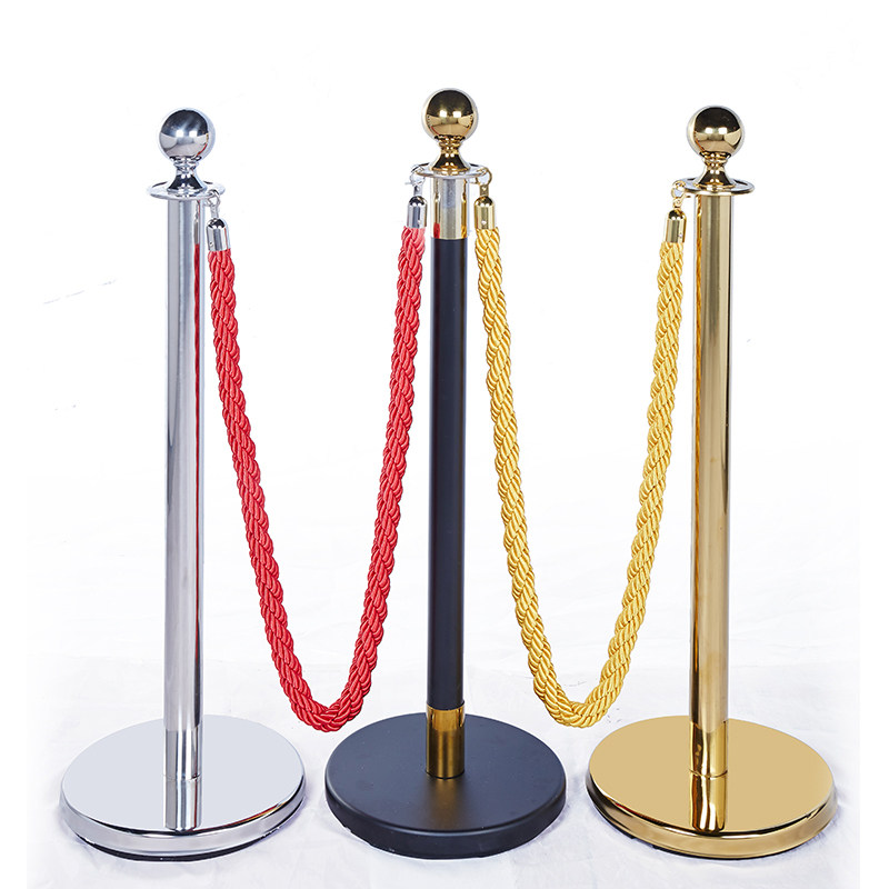 不锈钢挂绳一米线护栏 栏杆座 警戒线隔离带 钛金色迎宾礼宾柱