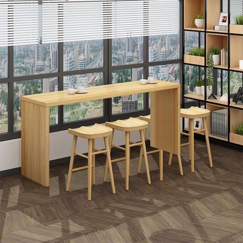 实木吧台桌椅组合商用简约现代靠墙长条窄桌奶茶店阳台家用高脚桌