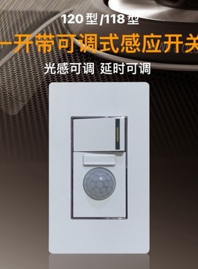 120型一开双控加可调式感应开关延时时间可调光控可调可用100WLED