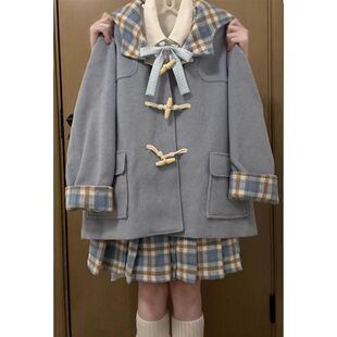 迷雾之境 少女学院优雅千金外套秋冬甜美裙子毛呢短裙两件套套装