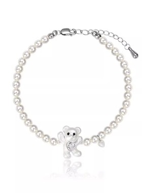 鱼头星星轻奢感白色时尚奶油小熊小众女生串珠珍珠手链可爱正品潮