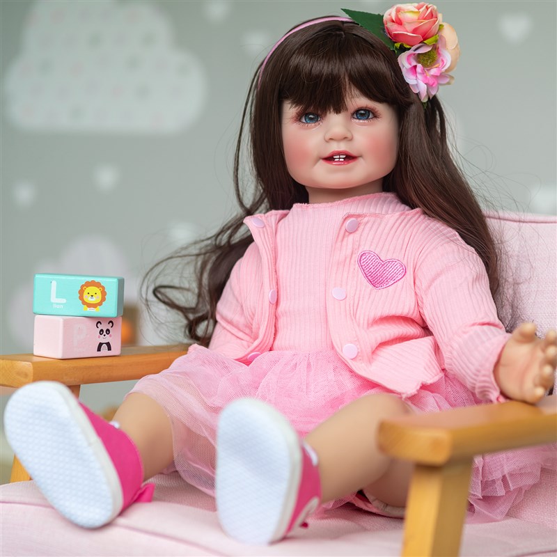 60厘米仿真女孩公主娃娃 可爱长发 大眼四牙公主 货源