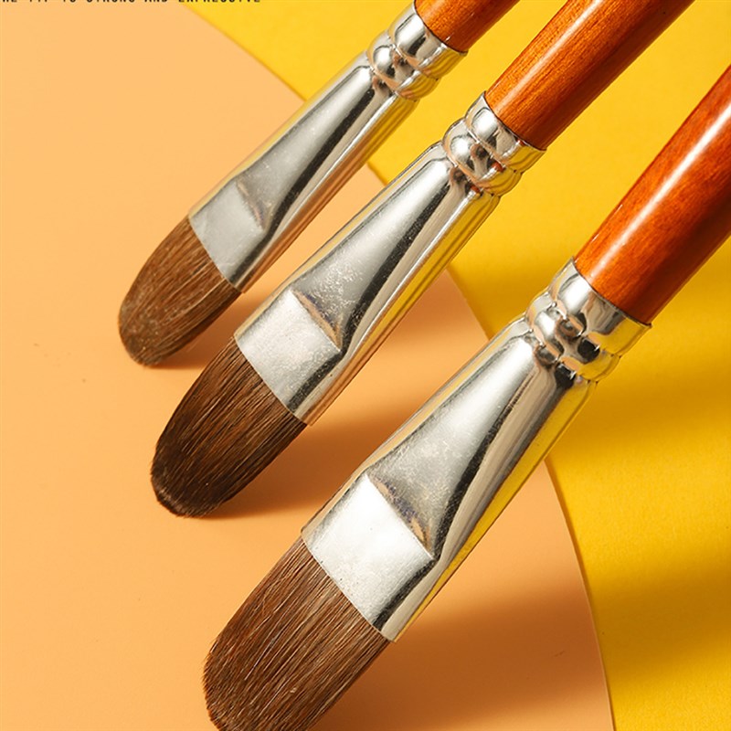 6支装狼毫水彩刷艺术颜料画笔丙烯油画笔艺术家初学者水粉颜料套