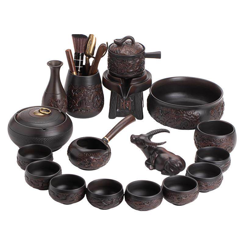 清溪紫陶懒人泡茶自动茶具套装17头家用防烫手泡茶组合器商务礼品